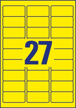 Etykiety neonowe Avery Zweckform, usuwalne,, 63.5x29.6 mm, 25 arkuszy, żółty