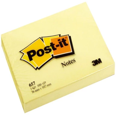 Karteczki samoprzylepne Post-it, 76x102 mm, 100 karteczek, żółty pastelowy