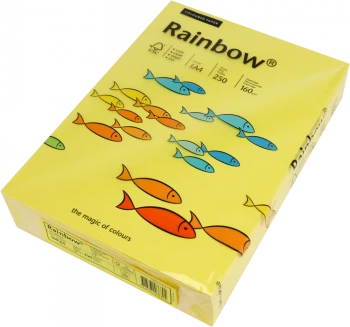 Papier kolorowy Rainbow, A4, 160g/m2, 250 arkuszy, żółty (R16)