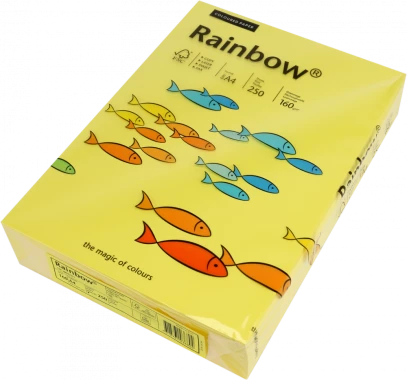 Papier kolorowy Rainbow, A4, 160g/m2, 250 arkuszy, żółty (R16)