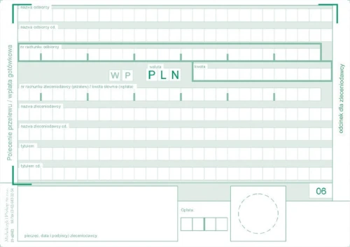 Druk akcydensowy Polecenie przelewu/wpłata gotówkowa MiP 445-5M, A6, 3 kopie, 80k