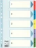 Przekładki kartonowe numeryczne z kolorowymi indeksami Esselte Mylar, A4, 1-5 kart, mix kolorów