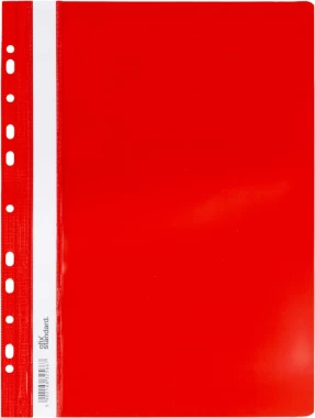 10x skoroszyt plastikowy oczkowy Ofix Standard, twardy, A4, PVC, do 200 kartek, czerwony