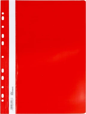 100x skoroszyt plastikowy oczkowy Ofix Standard, twardy, A4, PVC, do 200 kartek, czerwony