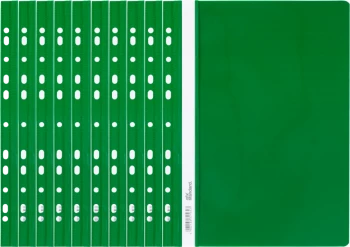 10x Skoroszyt plastikowy oczkowy Ofix Standard, twardy, A4, PVC, do 200 kartek, zielony