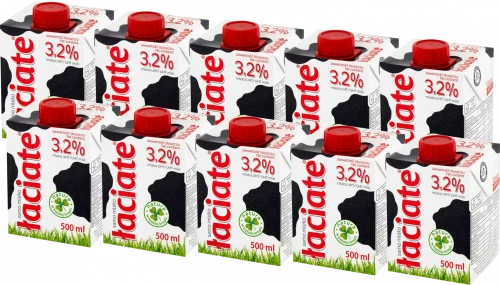 10x Mleko UHT Łaciate, 3.2%, 0.5l