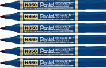 Zestaw 6x marker permanentny Pentel N850, okrągła, 4.5mm, niebieski