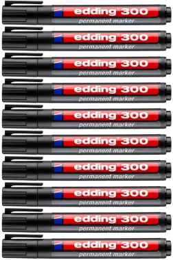Zestaw 10x marker permanentny edding 300, okrągła, 1.5-3mm, czarny