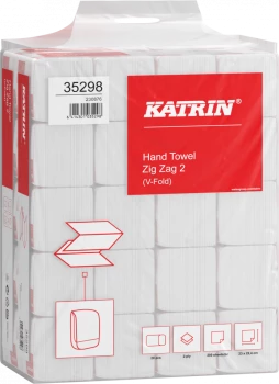 20x Ręcznik papierowy Katrin Classic, dwuwarstwowy, w składce ZZ, 200 składek, biały