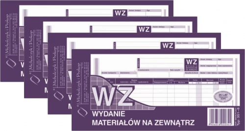 4x Druk akcydensowy WZ Wydanie materiałów na zewnątrz MiP 351-8, 1/3 A4, wielokopia, 80k