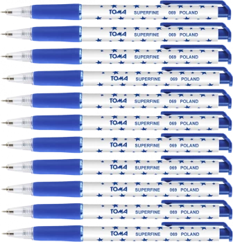10x Długopis automatyczny Toma, Superfine 069, 0.5mm, niebieski