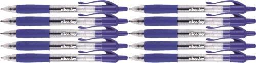 10x Długopis żelowy automatyczny Niceday, 0.7mm niebieski