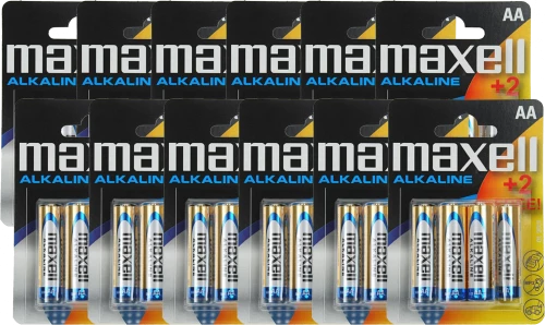 Zestaw 12x Bateria alkaliczna Maxell, AA, 6 sztuk (4+2)