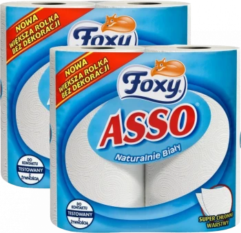 Zestaw 2x Ręcznik papierowy kuchenny Foxy Asso, 2-warstwowy, w roli, 2 rolki, biały
