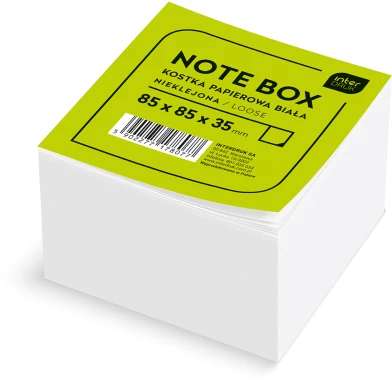 3x Karteczki do notatek Interdruk, nieklejone, 85x85x35mm, +/-350 kartek, biały