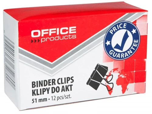 Zestaw 2x Klip biurowy Office Products, 51mm, 12 sztuk, czarny