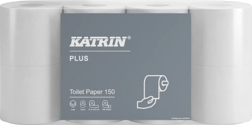 2x Papier toaletowy Katrin Plus, 3-warstwy, w rolce, 96mm x 17.25m, 8 sztuk, biały