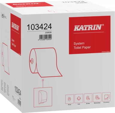 Zestaw 6x Papier toaletowy Katrin Classic System Toilet ECO, 2-warstwowy, 9.9cmx92m, biały