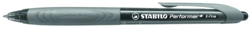 Zestaw 3x długopis automatyczny Stabilo Performer+ X-Fine, obudowa kolor szary, tusz czarny