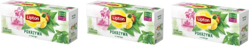 3x herbata ziołowa w torebkach Lipton, pokrzywa z mango, 20 sztuk x 1.3g