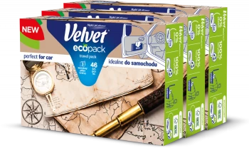 Zestaw 3x chusteczki higieniczne Velvet Travel, w kartoniku, 46 sztuk