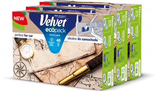 3x chusteczki higieniczne Velvet Travel, w kartoniku, 46 sztuk