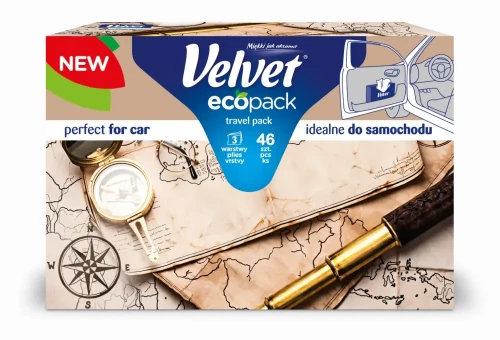 3x chusteczki higieniczne Velvet Travel, w kartoniku, 46 sztuk