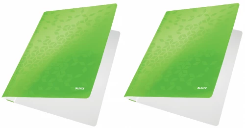 2x Skoroszyt kartonowy bez oczek Leitz Wow, A4, do 60 kartek, 300g/m2, zielony metalik
