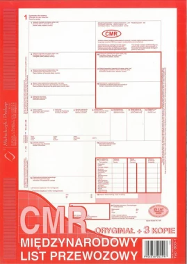 4x Druk akcydensowy CMR Międzynarodowy list przewozowy MiP 800-1, A4, 3 kopie, 80k