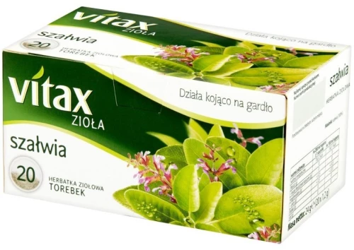 Zestaw 3x herbata ziołowa w torebkach Vitax, szałwia, 20 sztuk x 1.2g