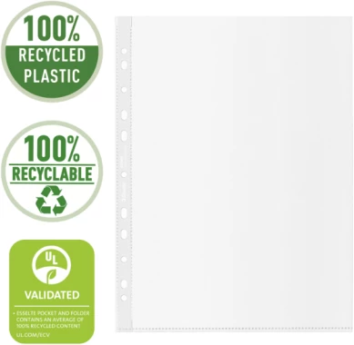 2x Koszulki groszkowe Esselte Recycle Premium, A4, 70µm, 100 sztuk, transparentny