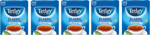 Zestaw 5x Herbata czarna w torebkach Tetley Classic, 100 sztuk x 1.5g