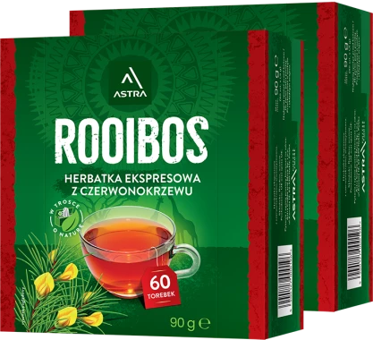 Zestaw 2x Herbata czerwona w torebkach Astra Rooibos, 60 sztuk x 1.5g