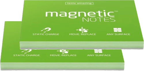 Zestaw 2x Karteczki elektrostatyczne Magnetic, 100x70mm, 100 sztuk, zielony