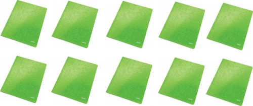10x Skoroszyt kartonowy bez oczek Leitz Wow, A4, do 60 kartek, 300g/m2, zielony metalik