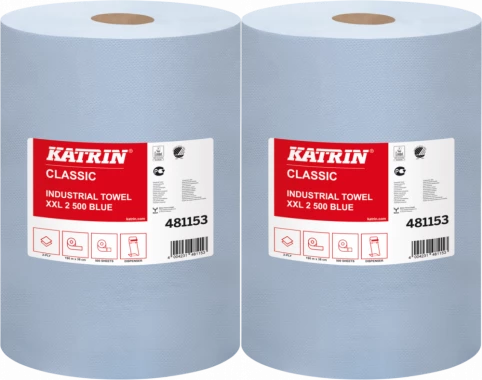 2x Czyściwo papierowe Katrin Classic XXL 2 Blue 481153, 2-warstwowe, 38cmx180m, 1 sztuka, niebieski