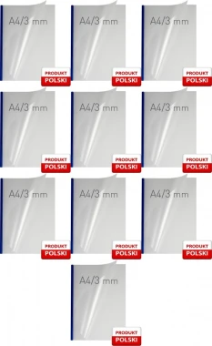 10x Okładka kanałowa easy Cover Double Semi Matt Opus, A4, 3mm, do 30 kartek, niebieski