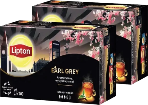 2x Herbata Earl Grey czarna w torebkach Lipton, 50 torebek x 1.5g