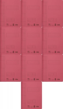 10x Skoroszyt kartonowy bez oczek Elba, A4, do 100 kartek, 250g/m2, czerwony