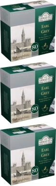 3x Herbata czarna w torebkach Earl Grey Ahmad Tea, 80 sztuk x 2g