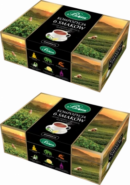 2x Zestaw herbat w kopertach BiFix, Kompozycja 6 herbat czarnych,  6 smaków, 60 sztuk x 2g