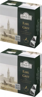 2x Herbata Earl Grey czarna w torebkach Ahmad Tea, 100 sztuk x 2g