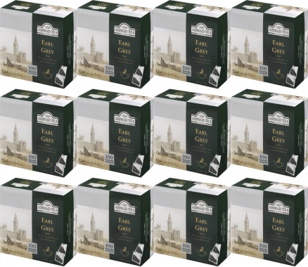 12x Herbata Earl Grey czarna w torebkach Ahmad Tea, 100 sztuk x 2g
