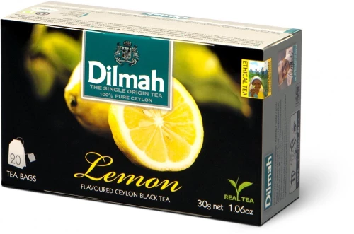 12x Herbata czarna aromatyzowana w torebkach Dilmah, cytryna, 20 sztuk x 1.5g
