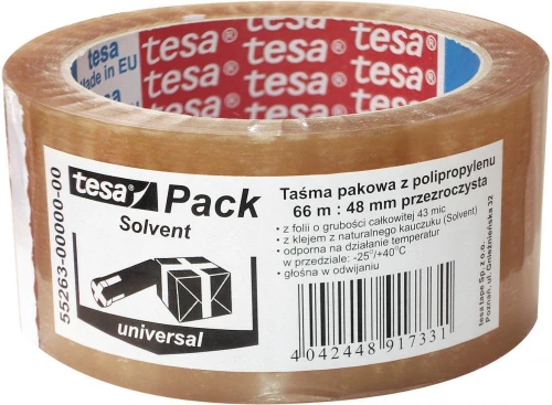 3x Taśma pakowa Tesa Standard Solvent, 48mmx66m, transparentny
