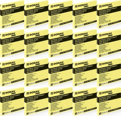 20x Karteczki samoprzylepne Donau Eco, 76x76mm, 100 karteczek, jasnożółty