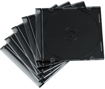 30x Pudełko slim na płytę CD/DVD Omega, plastikowe, 1 sztuka, czarny