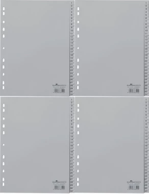 4x Przekładki plastikowe numeryczne Durable, A4, 1-31 kart, szary
