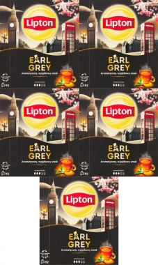 5x Herbata Earl Grey czarna w torebkach Lipton, 92 sztuki x 1.5g