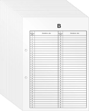 20x Przekładka kartonowa do akt osobowych Biurfol, A4, typ B, biały